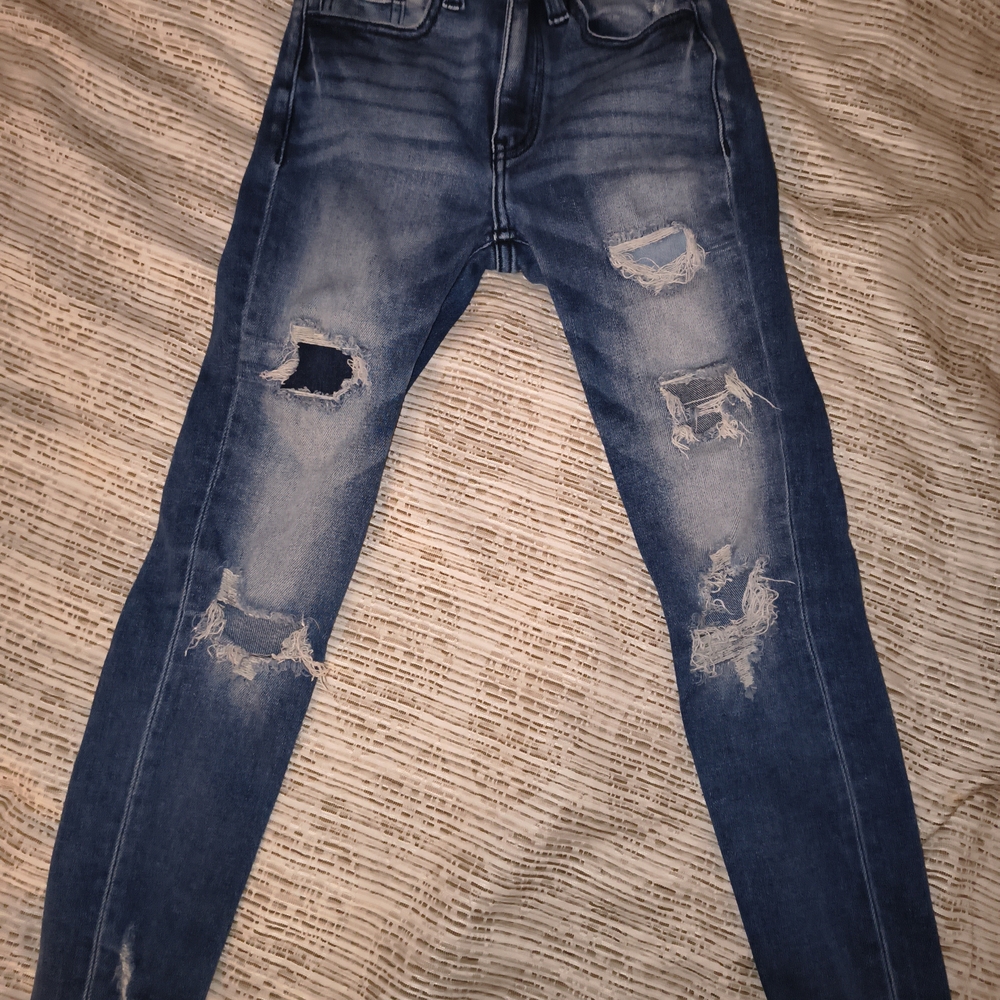 Kancan Distressed Blue Girls Size 8 Slim Fit